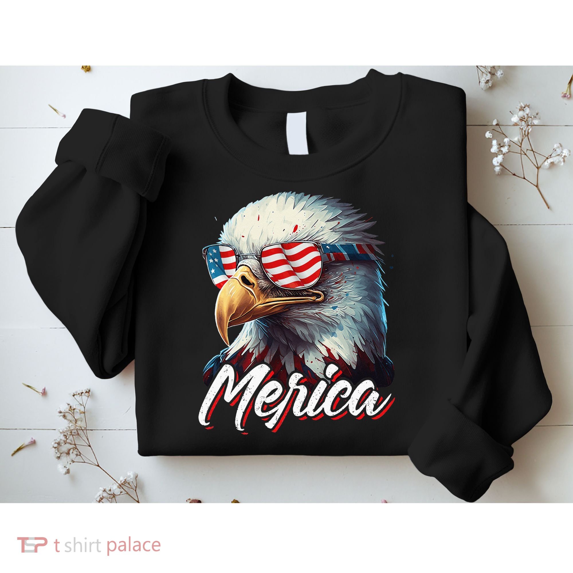 Merica Patriotic American Bald Eagle Funny 4th of July Sweatshirt