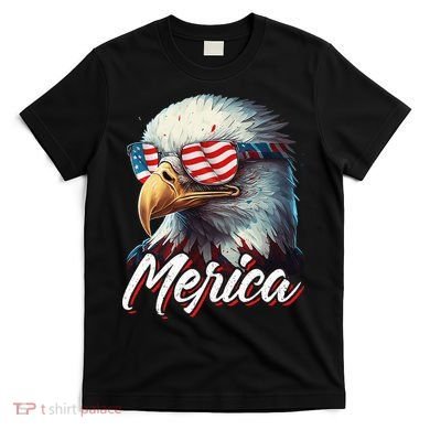 Merica Patriotic American Bald Eagle Funny 4th of July T-Shirt