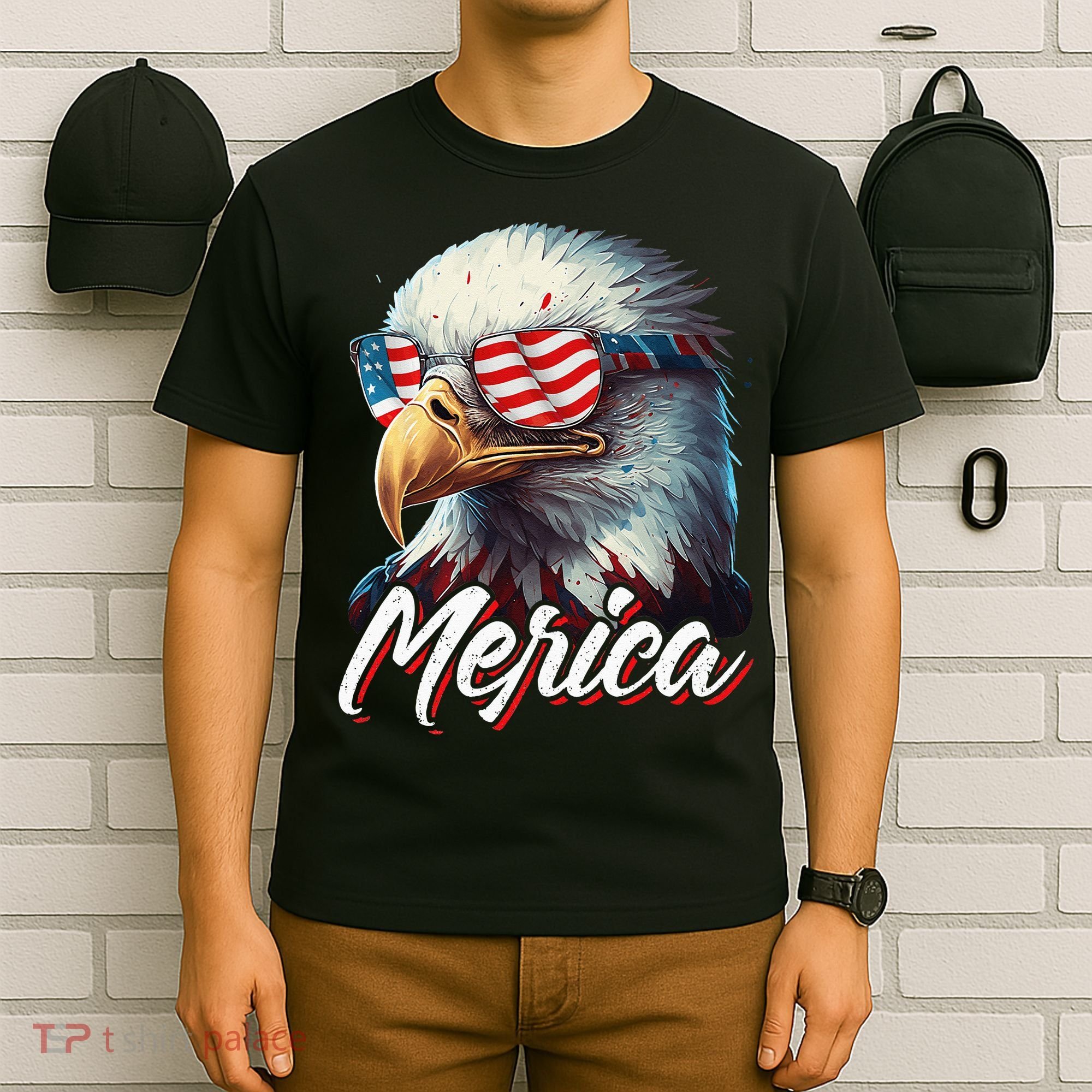 Merica Patriotic American Bald Eagle Funny 4th of July T-Shirt