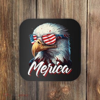 Merica Patriotic American Bald Eagle Funny 4th of July Coaster