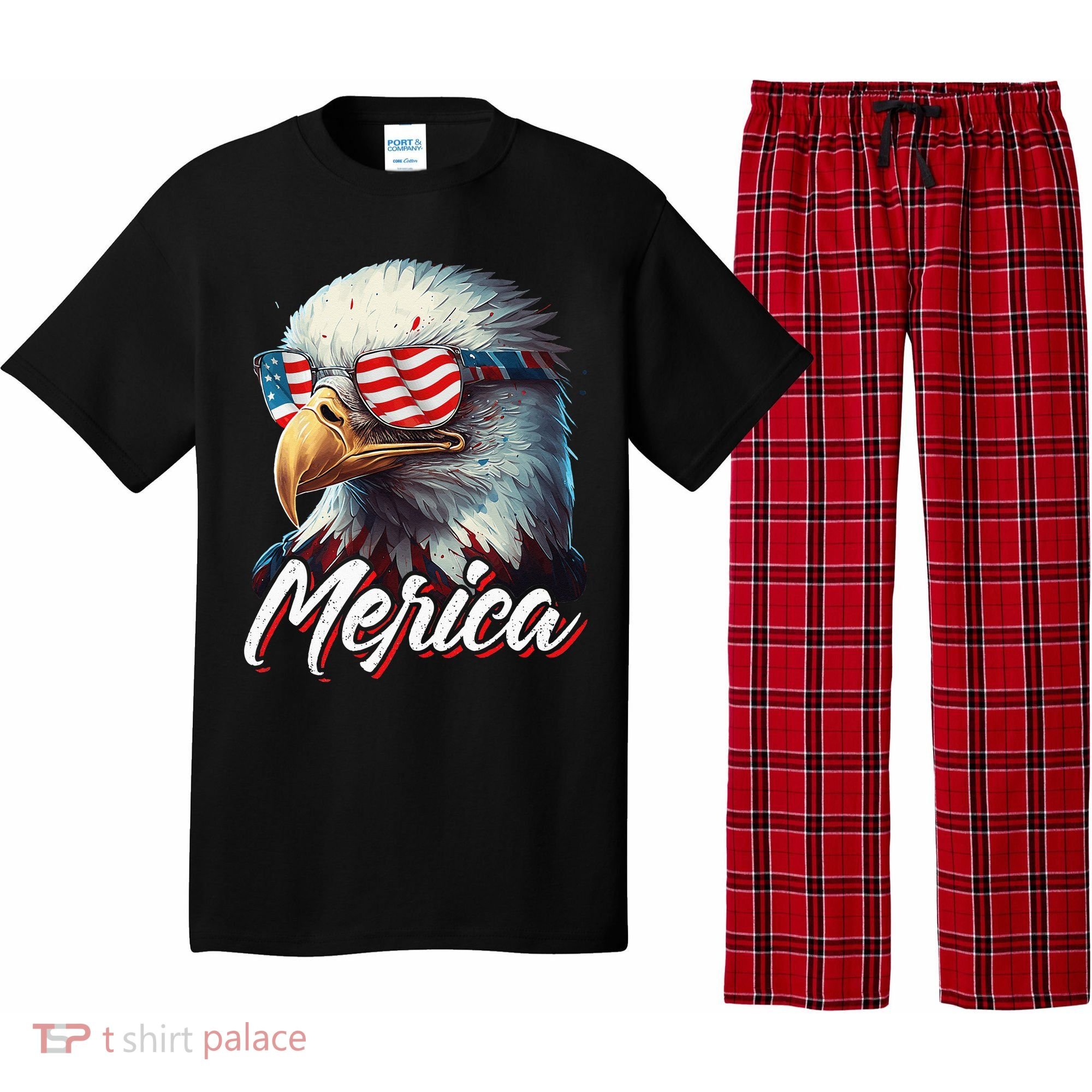 Merica Patriotic American Bald Eagle Funny 4th of July Pajama Set