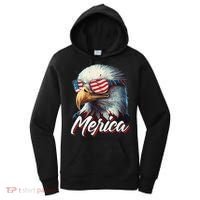 Merica Patriotic American Bald Eagle Funny 4th of July Women's Hoodie thumb 0