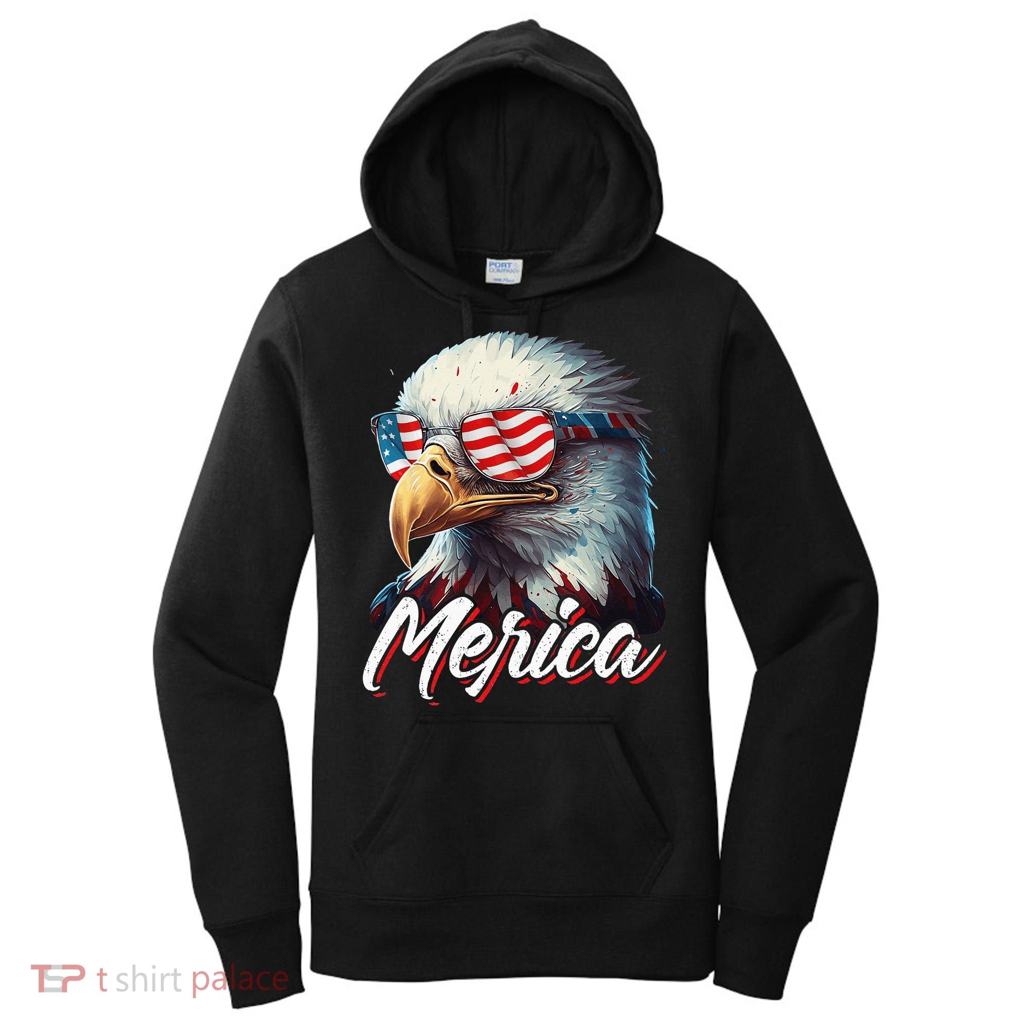 Merica Patriotic American Bald Eagle Funny 4th of July Women's Hoodie
