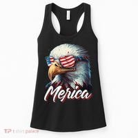 Merica Patriotic American Bald Eagle Funny 4th of July Women's Tank Top thumb 0