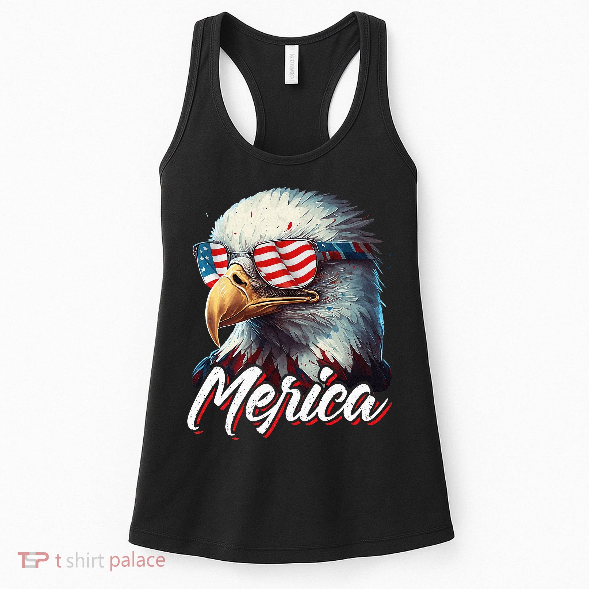 Merica Patriotic American Bald Eagle Funny 4th of July Women's Tank Top