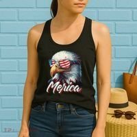 Merica Patriotic American Bald Eagle Funny 4th of July Women's Tank Top thumb 2