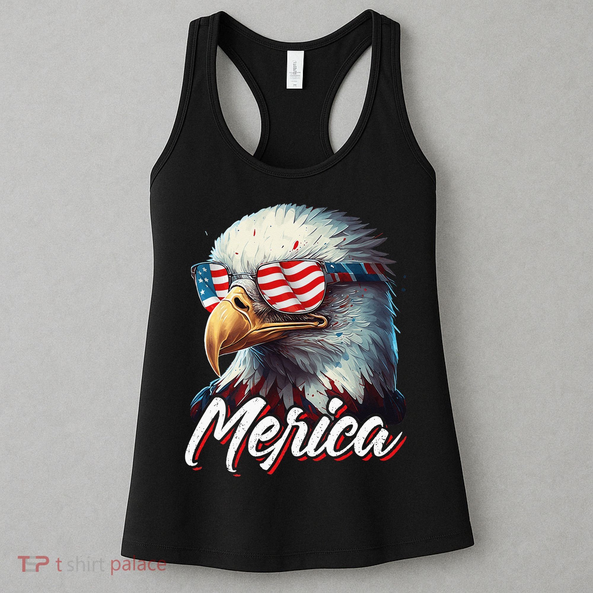 Merica Patriotic American Bald Eagle Funny 4th of July Women's Tank Top