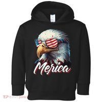 Merica Patriotic American Bald Eagle Funny 4th of July Toddler Hoodie thumb 0