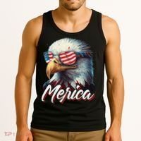 Merica Patriotic American Bald Eagle Funny 4th of July Tank Top thumb 3