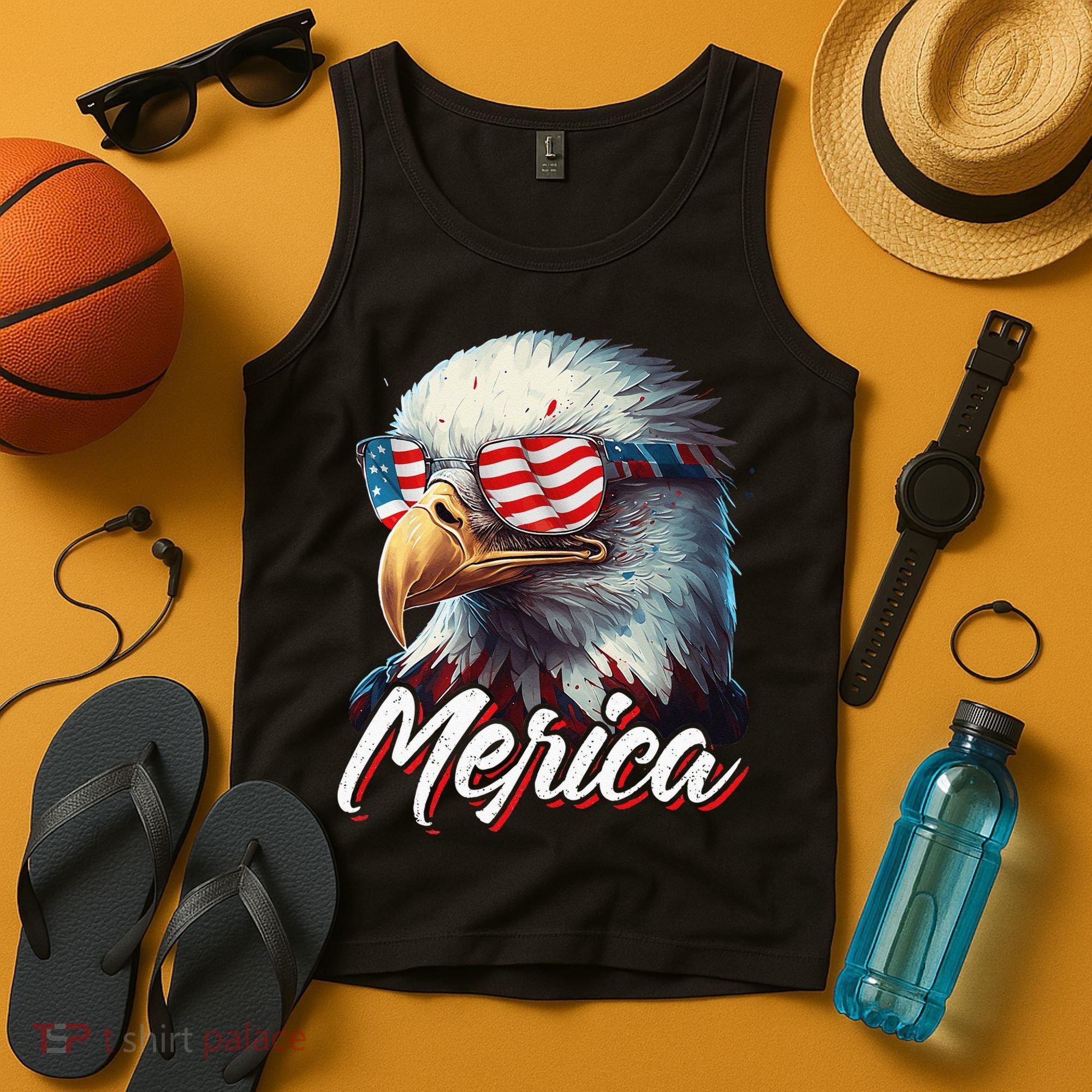 Merica Patriotic American Bald Eagle Funny 4th of July Tank Top