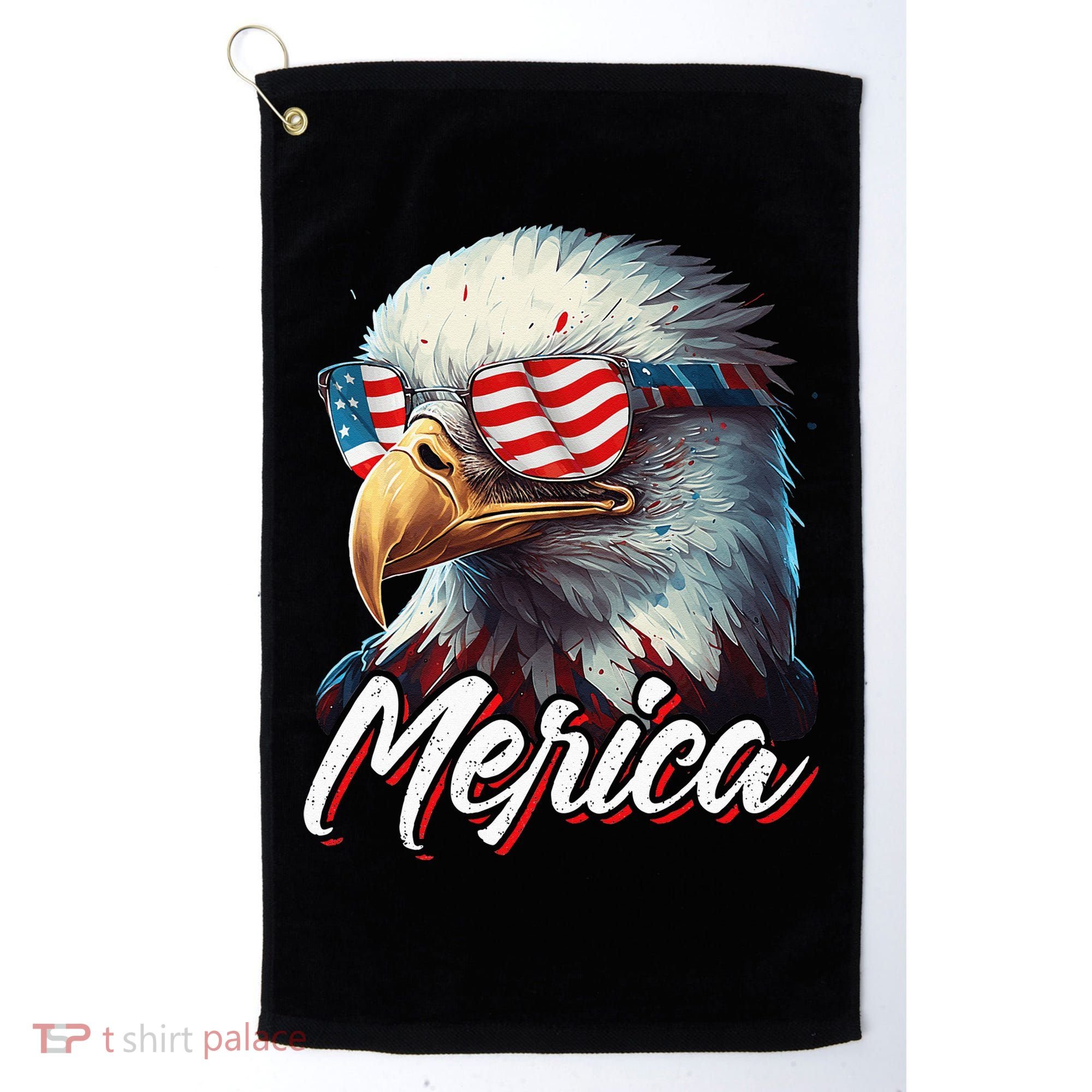 Merica Patriotic American Bald Eagle Funny 4th of July Golf Towel