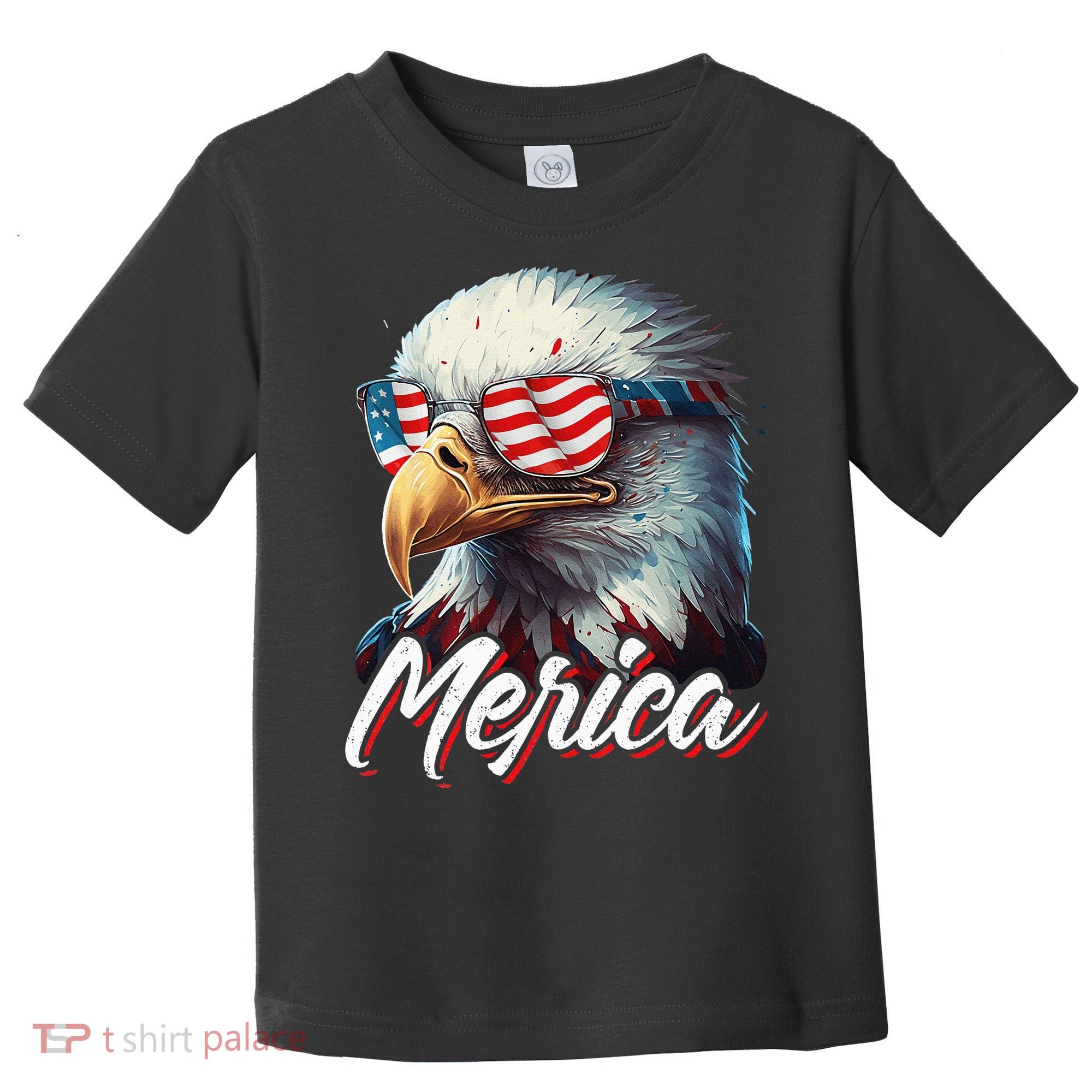 Merica Patriotic American Bald Eagle Funny 4th of July Toddler T-Shirt