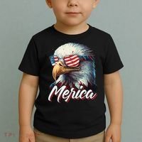 Merica Patriotic American Bald Eagle Funny 4th of July Toddler T-Shirt thumb 2