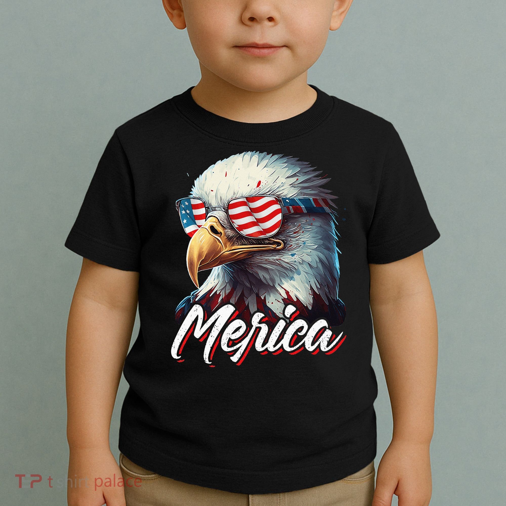 Merica Patriotic American Bald Eagle Funny 4th of July Toddler T-Shirt