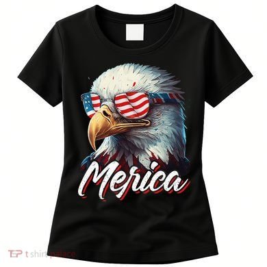 Merica Patriotic American Bald Eagle Funny 4th of July Women's T-Shirt