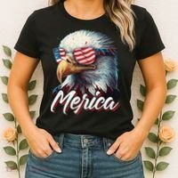 Merica Patriotic American Bald Eagle Funny 4th of July Women's T-Shirt thumb 2