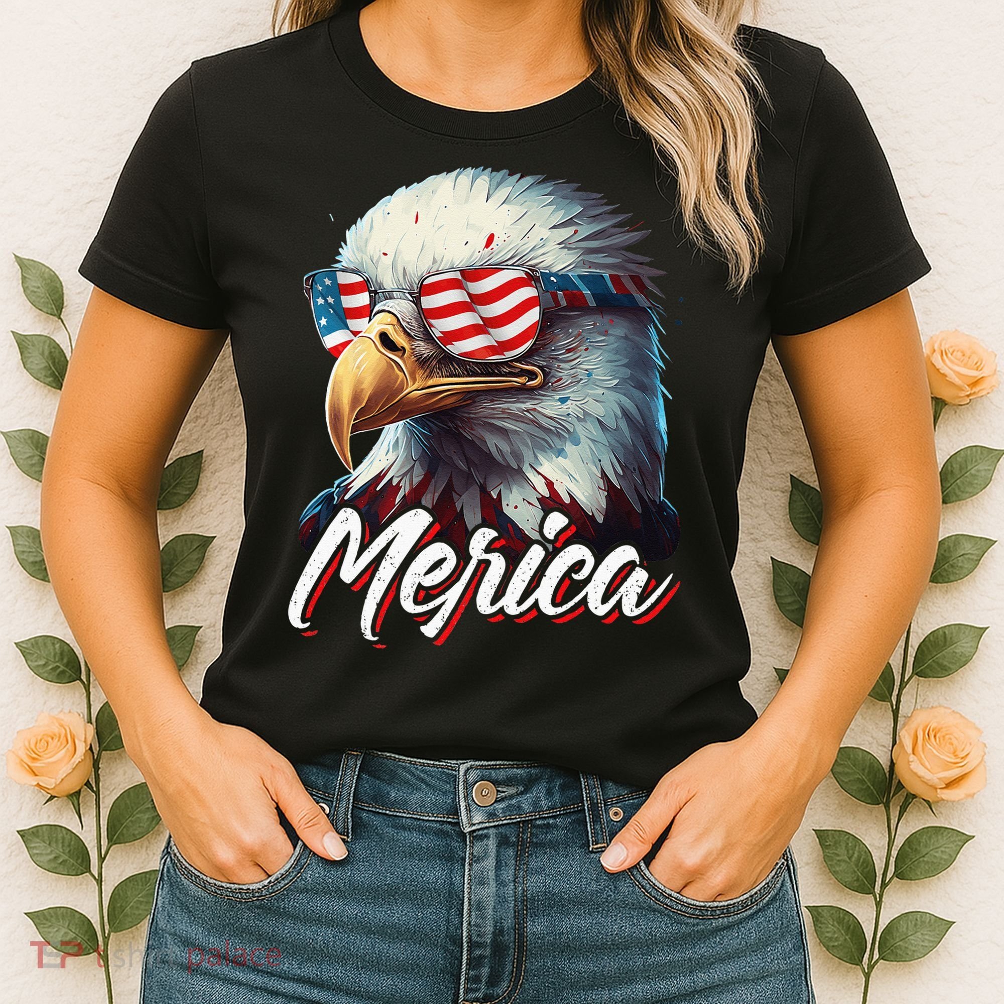 Merica Patriotic American Bald Eagle Funny 4th of July Women's T-Shirt