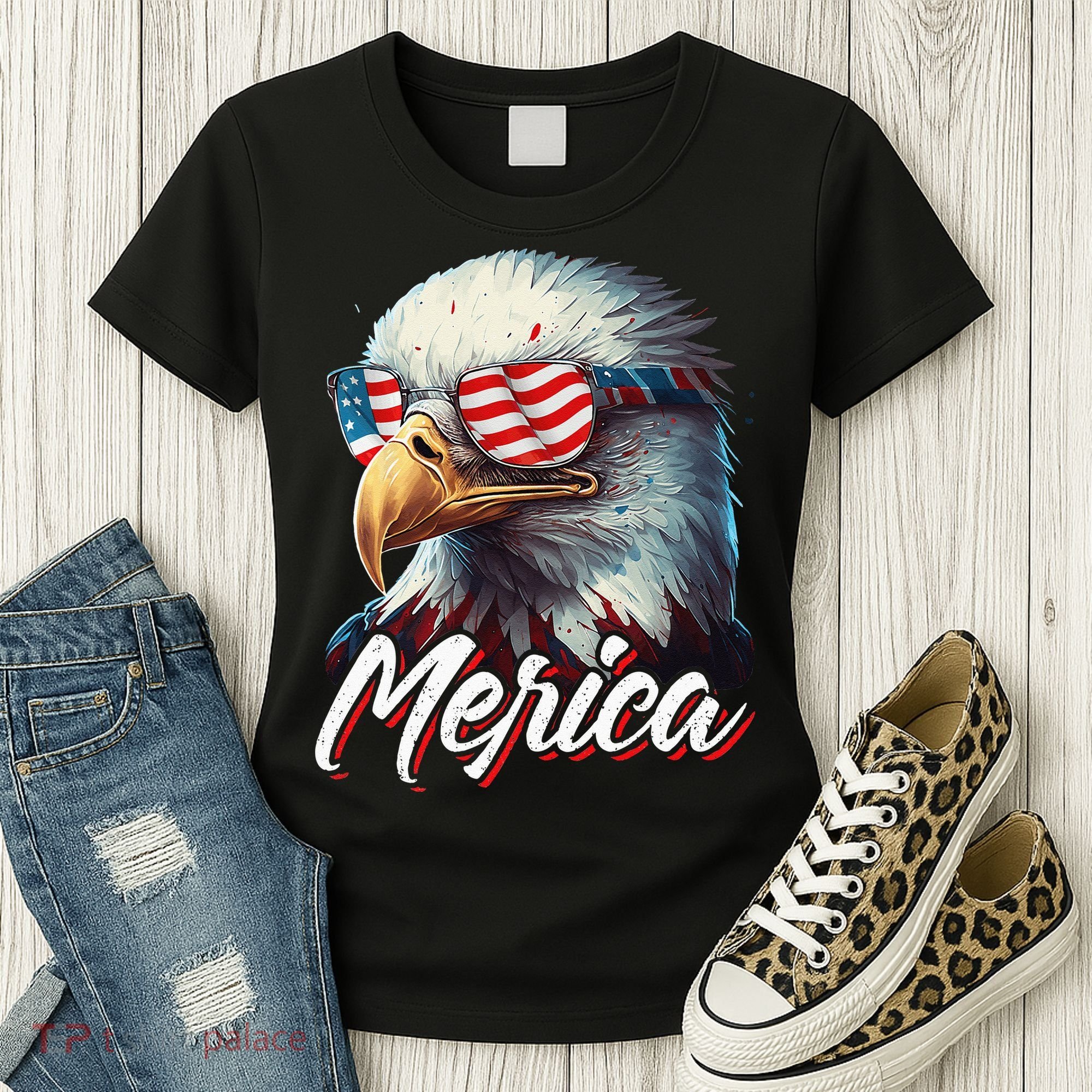 Merica Patriotic American Bald Eagle Funny 4th of July Women's T-Shirt