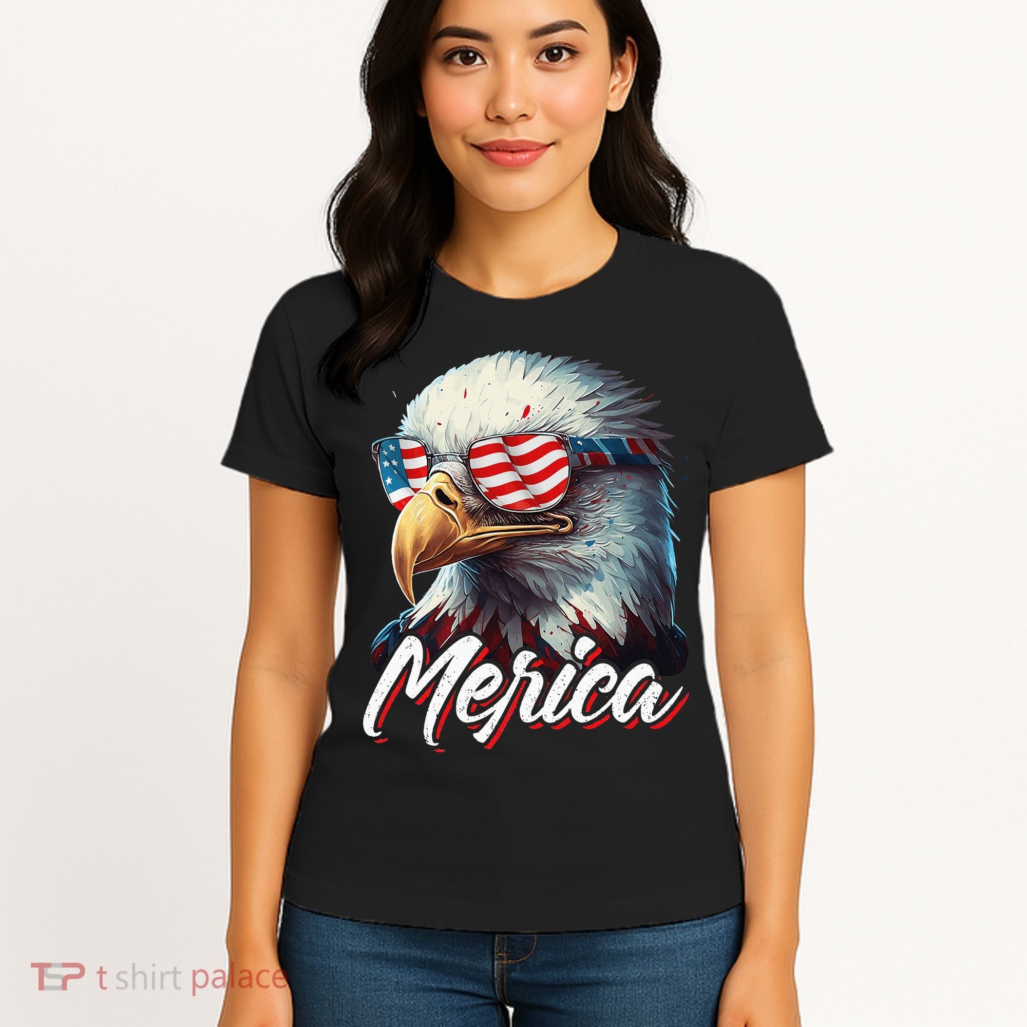 Merica Patriotic American Bald Eagle Funny 4th of July Women's T-Shirt