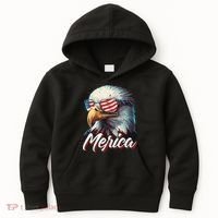 Merica Patriotic American Bald Eagle Funny 4th of July Kids Hoodie thumb 0
