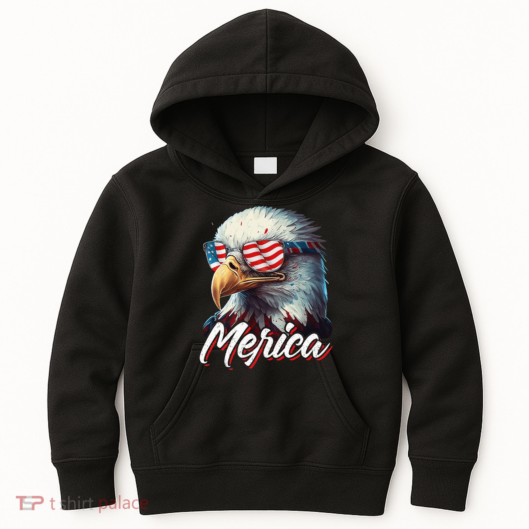 Merica Patriotic American Bald Eagle Funny 4th of July Kids Hoodie