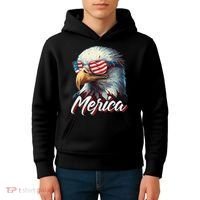 Merica Patriotic American Bald Eagle Funny 4th of July Kids Hoodie thumb 4