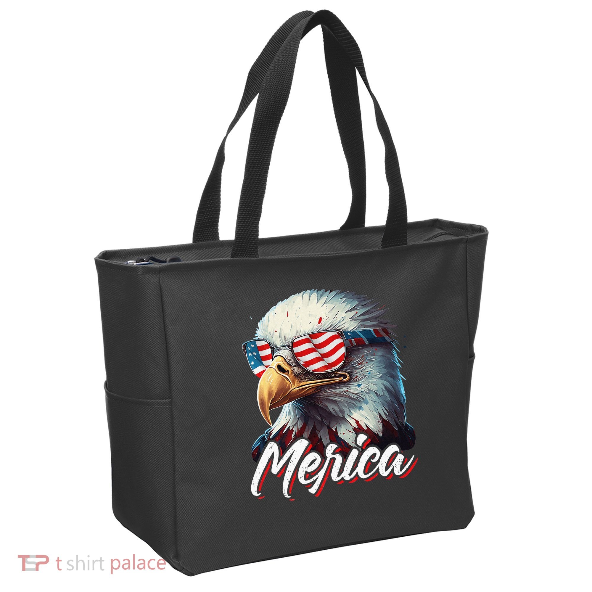 Merica Patriotic American Bald Eagle Funny 4th of July Tote Bag