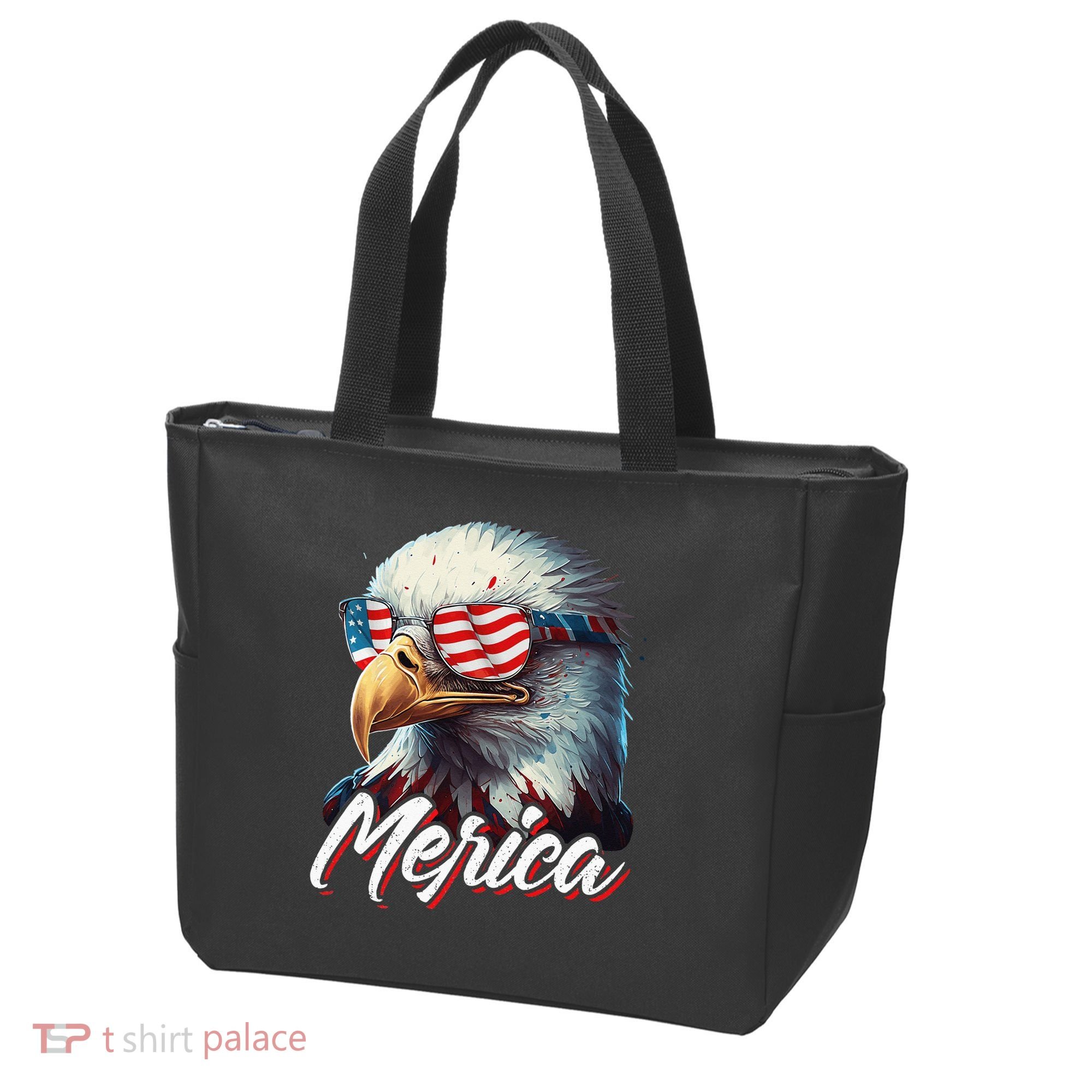 Merica Patriotic American Bald Eagle Funny 4th of July Tote Bag