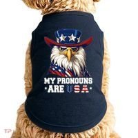 My Pronouns Are Usa Funny Eagle 4 July American Doggie Tank thumb 0