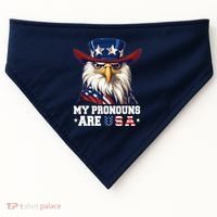 My Pronouns Are Usa Funny Eagle 4 July American USA-Made Doggie Bandana thumb 0