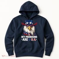 My Pronouns Are Usa Funny Eagle 4 July American Hoodie thumb 0