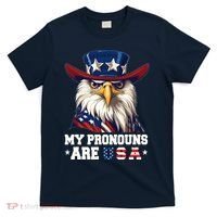 My Pronouns Are Usa Funny Eagle 4 July American T-Shirt thumb 0
