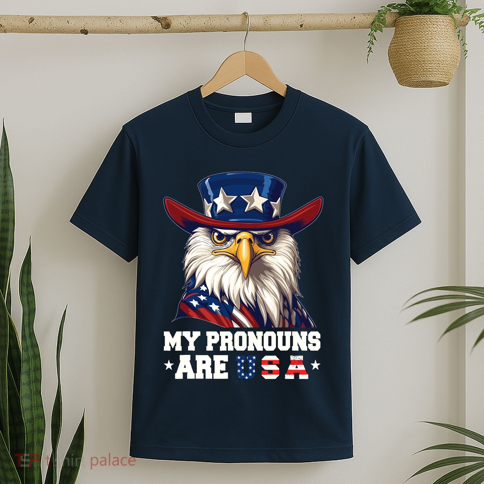My Pronouns Are Usa Funny Eagle 4 July American T-Shirt