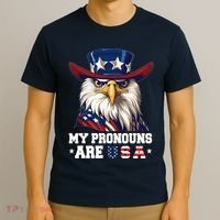 My Pronouns Are Usa Funny Eagle 4 July American T-Shirt thumb 3