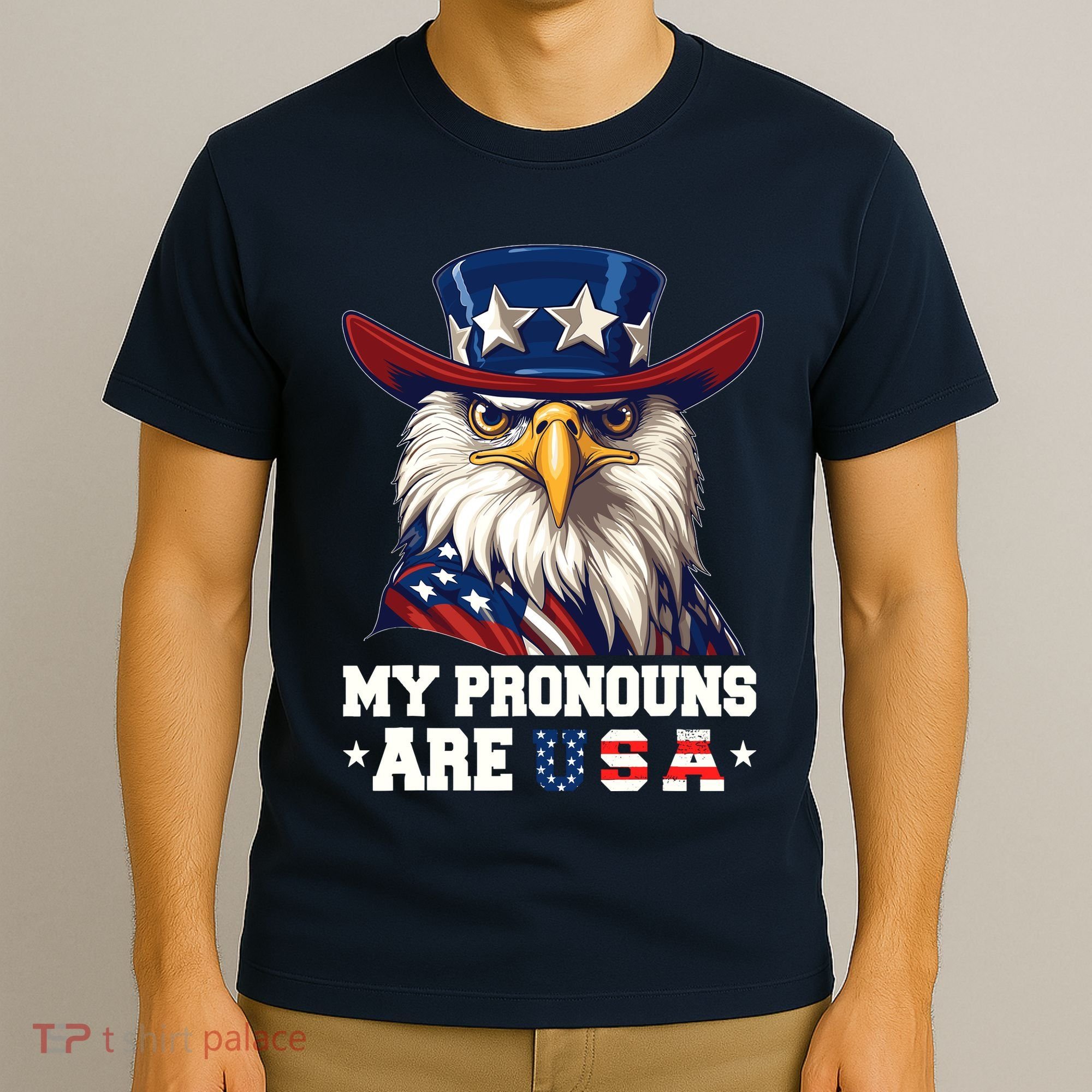 My Pronouns Are Usa Funny Eagle 4 July American T-Shirt