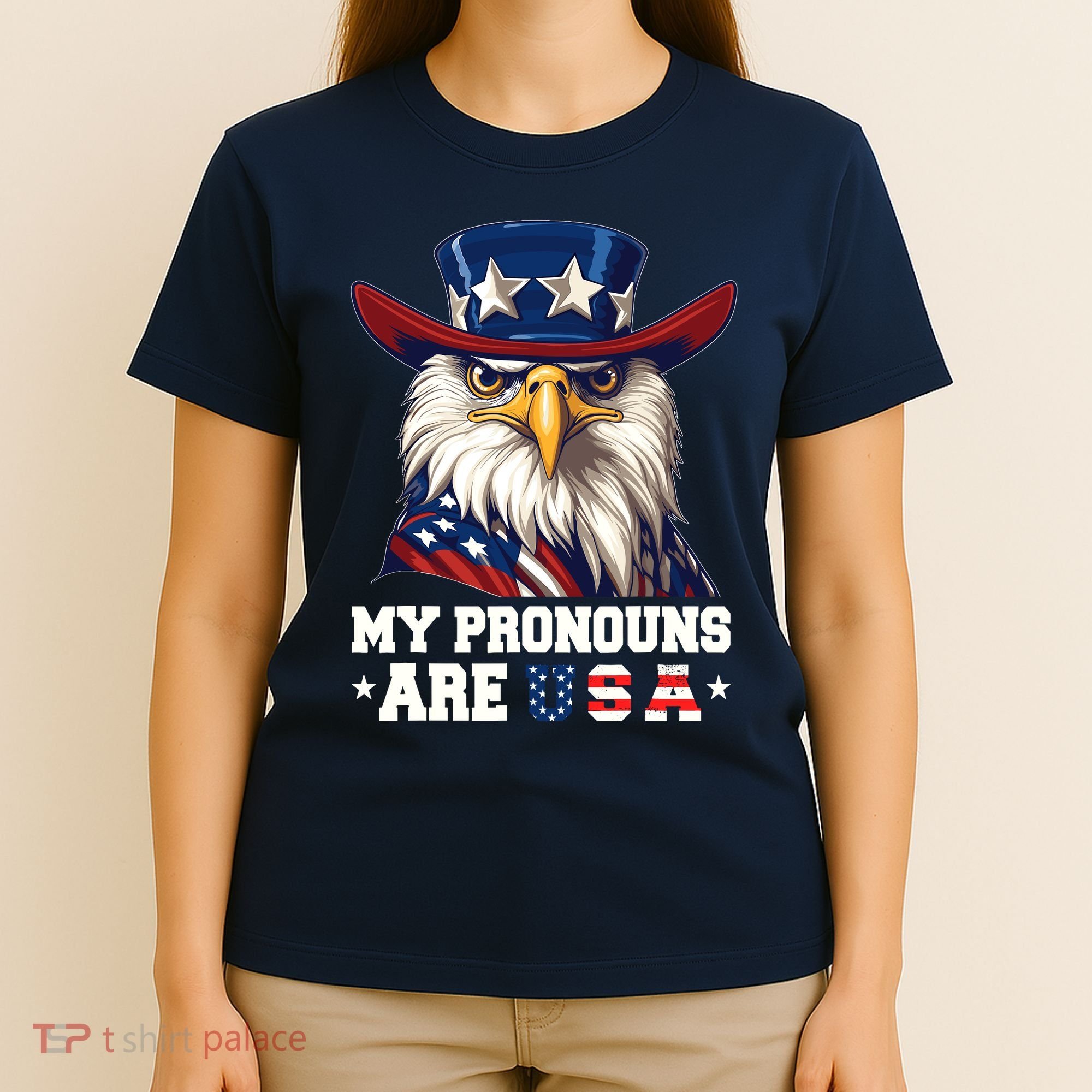 My Pronouns Are Usa Funny Eagle 4 July American T-Shirt
