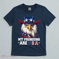 My Pronouns Are Usa Funny Eagle 4 July American T-Shirt thumb 5