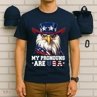 My Pronouns Are Usa Funny Eagle 4 July American T-Shirt thumb 6