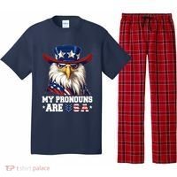 My Pronouns Are Usa Funny Eagle 4 July American Pajama Set thumb 0