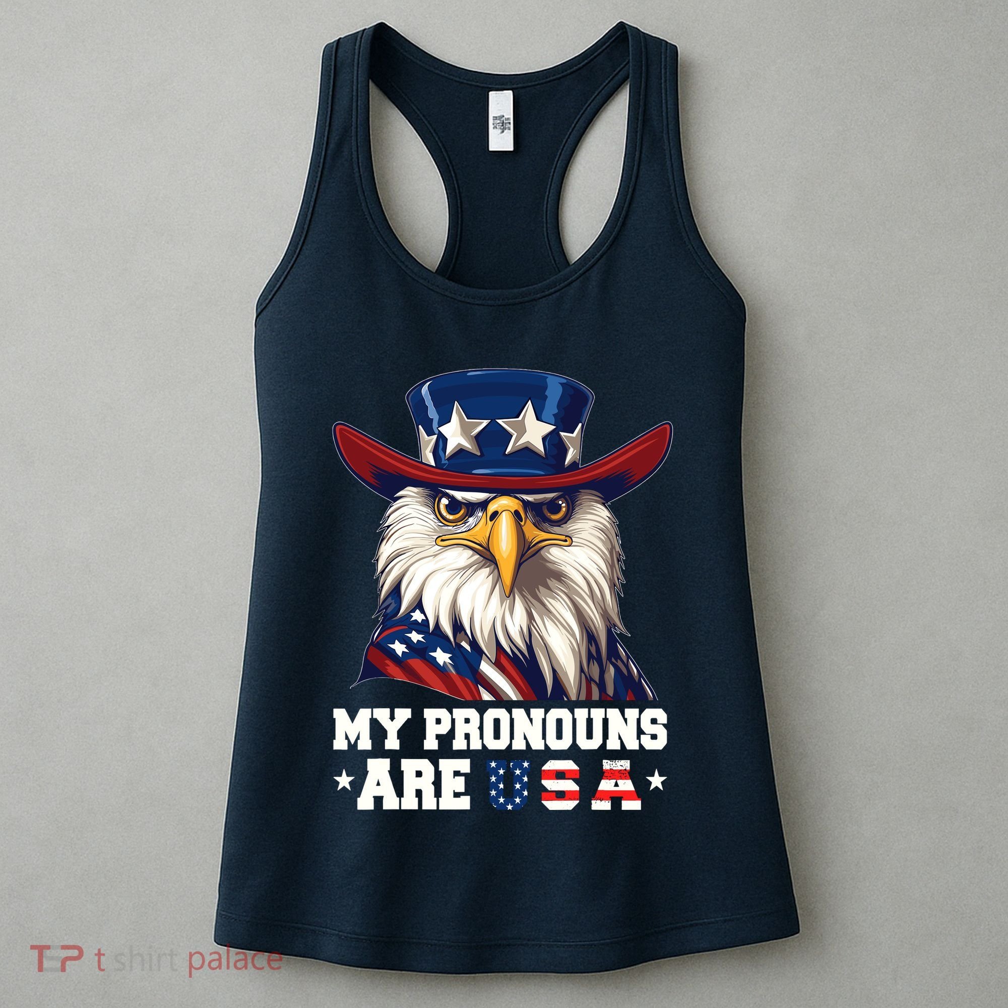 My Pronouns Are Usa Funny Eagle 4 July American Women's Tank Top