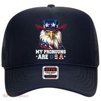 My Pronouns Are Usa Funny Eagle 4 July American Hat thumb 0
