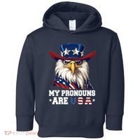 My Pronouns Are Usa Funny Eagle 4 July American Toddler Hoodie thumb 0