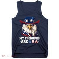 My Pronouns Are Usa Funny Eagle 4 July American Tank Top thumb 0