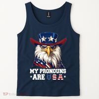 My Pronouns Are Usa Funny Eagle 4 July American Tank Top thumb 2