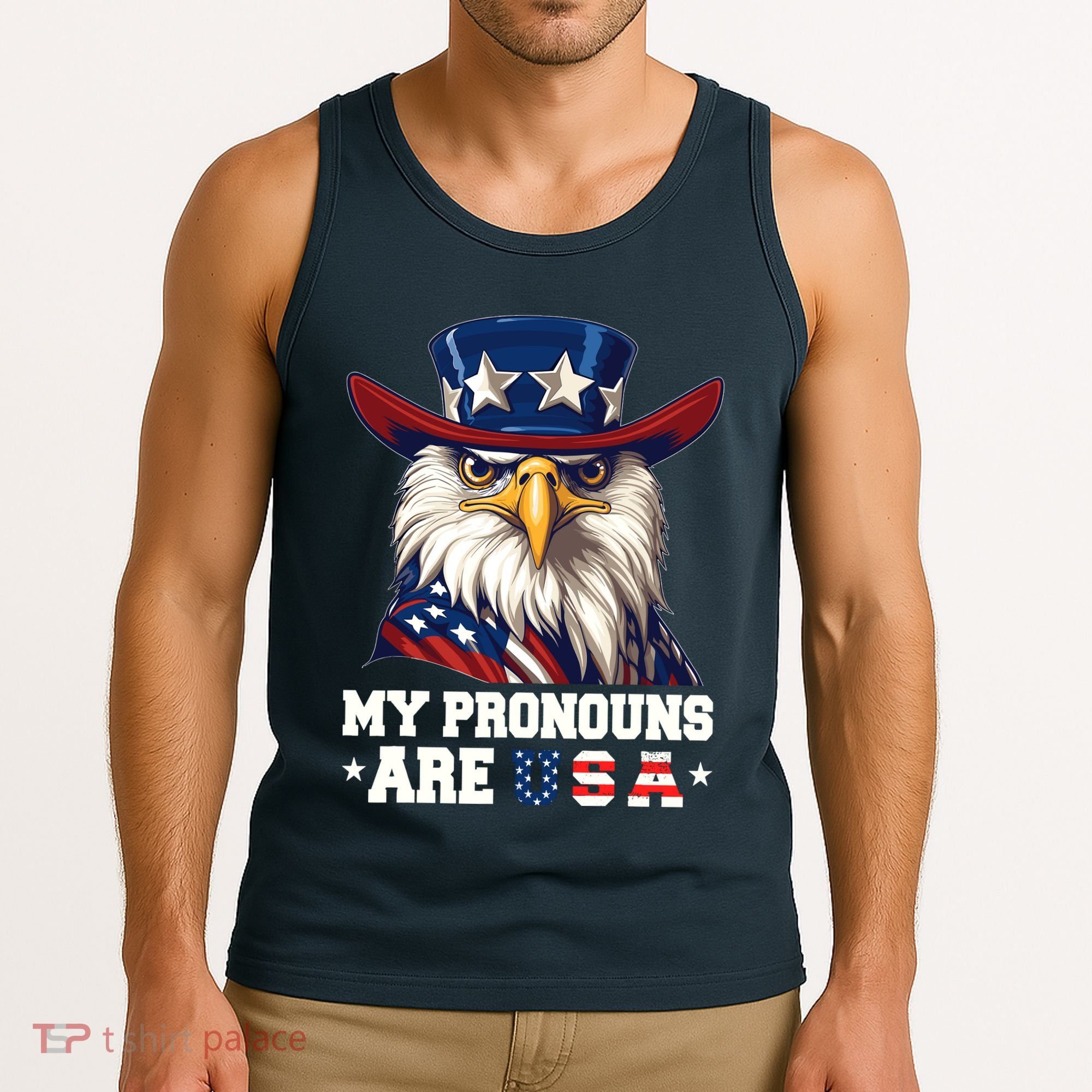 My Pronouns Are Usa Funny Eagle 4 July American Tank Top
