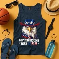 My Pronouns Are Usa Funny Eagle 4 July American Tank Top thumb 4