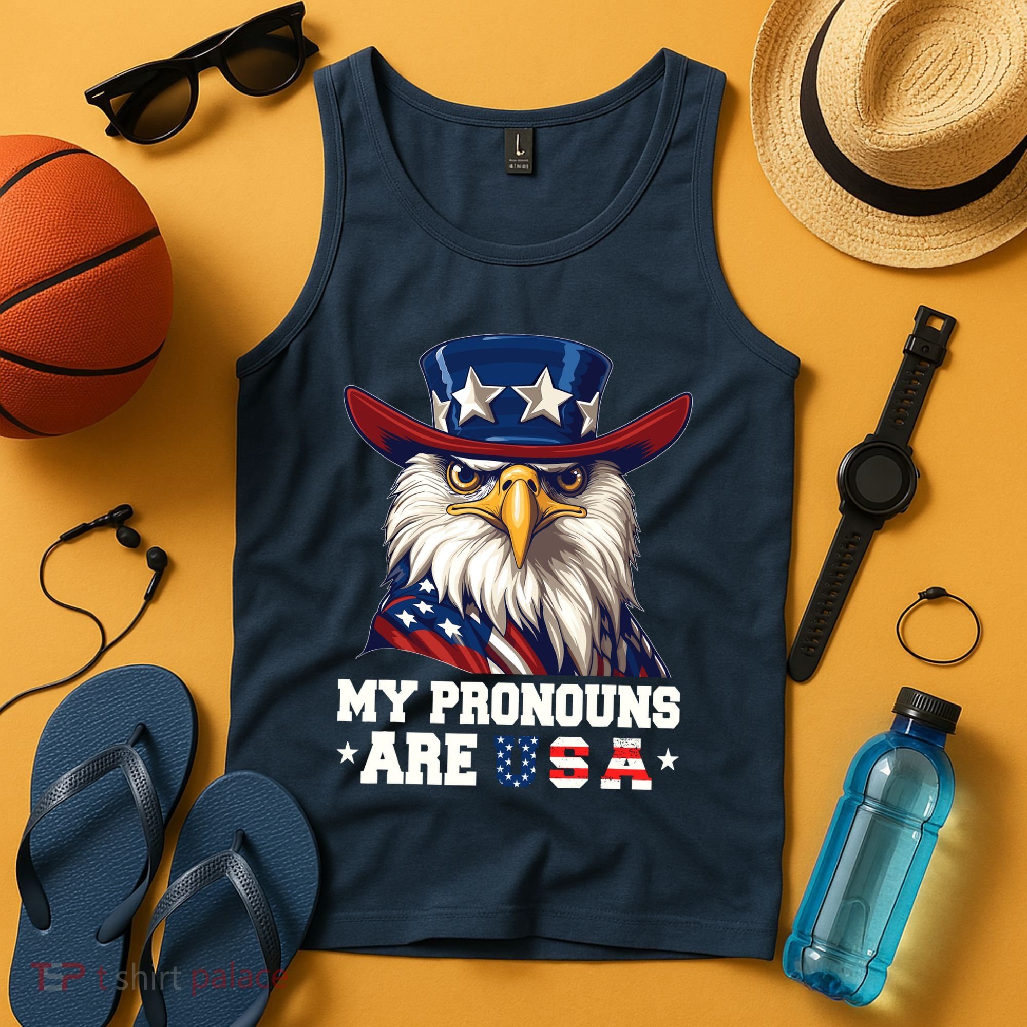 My Pronouns Are Usa Funny Eagle 4 July American Tank Top