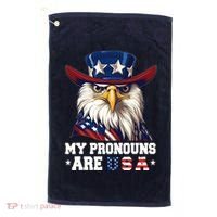 My Pronouns Are Usa Funny Eagle 4 July American Golf Towel thumb 0