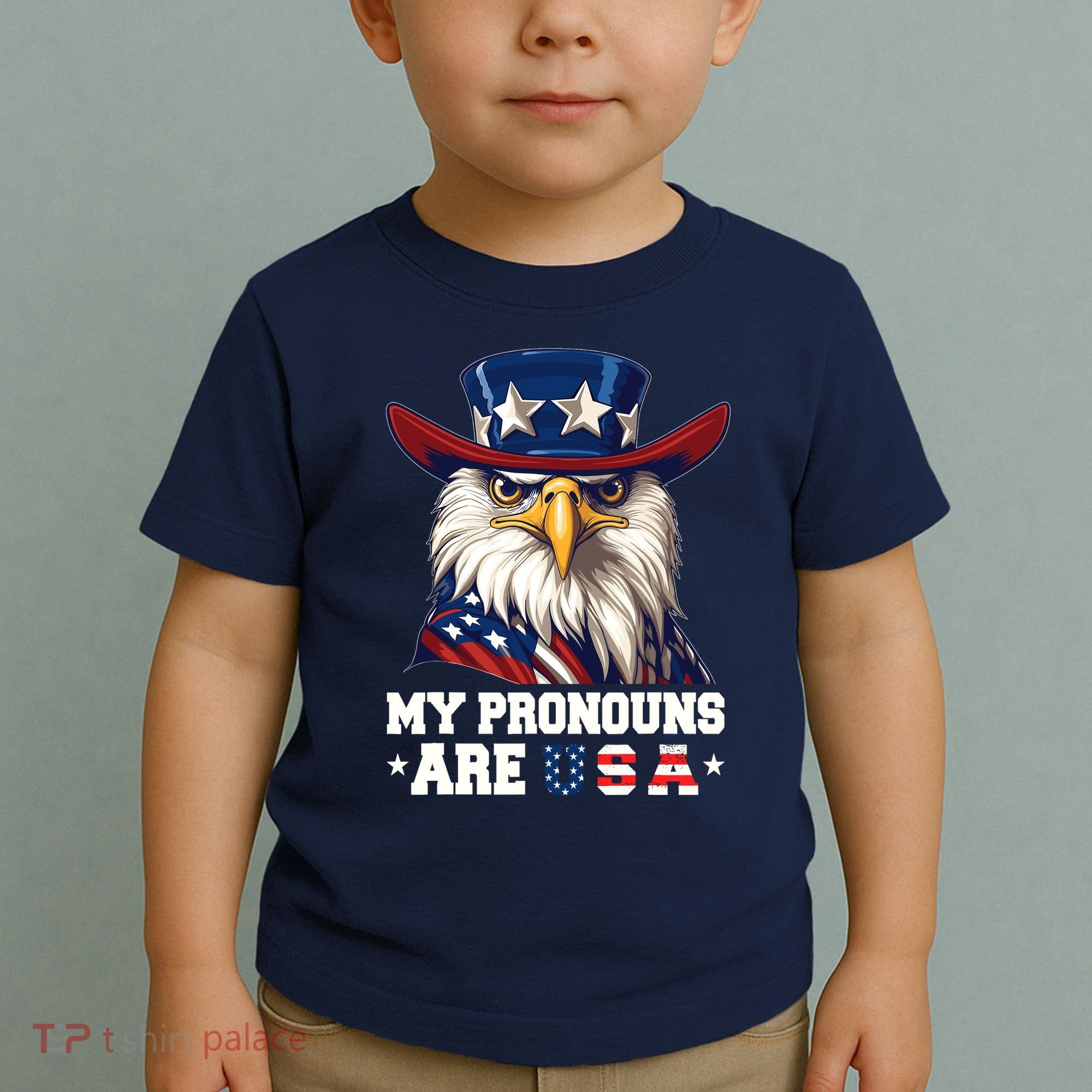 My Pronouns Are Usa Funny Eagle 4 July American Toddler T-Shirt
