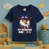 My Pronouns Are Usa Funny Eagle 4 July American Toddler T-Shirt thumb 3